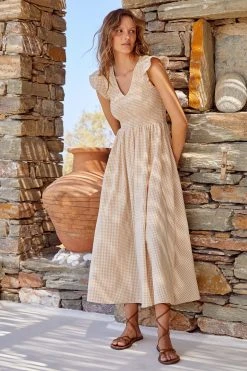 S21A Della Dress In Sesame Gingham