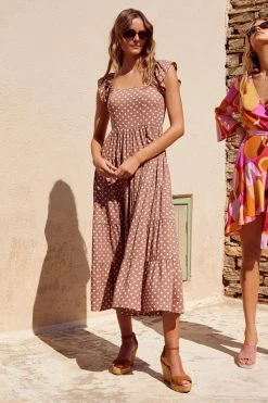 S21A Gabrielle Dress In Cinnamon Spot Sale
