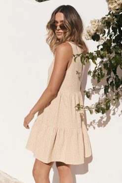 S21A Sale Olivia Dress In Sesame Gingham