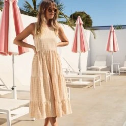 S21A Olivia Midi Dress In Sesame Gingham