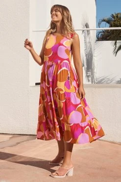 S21A Olivia Midi Tie Dress In Kea Sale