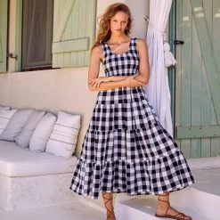 S21A Paris Dress In Granite Gingham Sale 17 S21A Paris Dress In Granite Gingham Sale