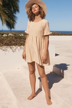 S21A Remi Dress In Sesame Gingham Sale