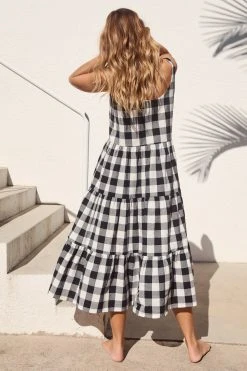 S21A Winifred Midi Dress In Granite Gingham