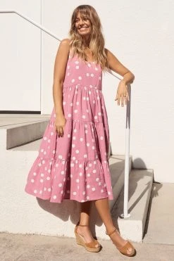 S21A Winifred Midi Dress In Rose Spot