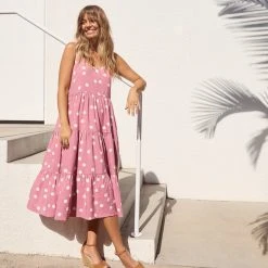 S21A Winifred Midi Dress In Rose Spot