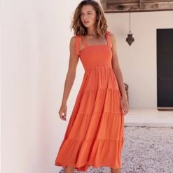 S21B Savannah Tie Dress In Coral