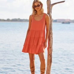 S21B Winifred Mini Dress In Coral Sale
