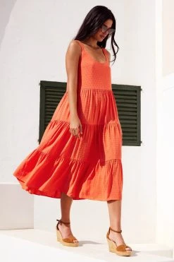 S21B Winifred Midi Dress In Coral
