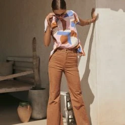 W22A Denim Drew Flares In Mustard Corduroy