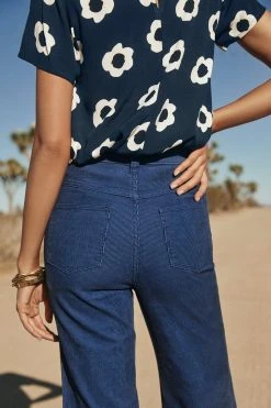 W22A Denim Drew Flares In Teal Corduroy