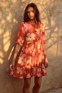 W22D Lottie Mini Dress In Fire Bloom