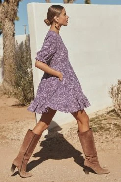 W22D Lottie Mini Dress In Grape Vine