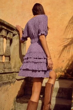 W22D Vivienne Mini Dress In Grape Vine New 12 W22D Vivienne Mini Dress In Grape Vine New